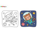 Coloriage astronaute singe à imprimer