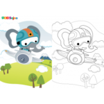 Coloriage avion éléphant à imprimer