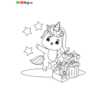 Coloriage cadeau licorne à imprimer