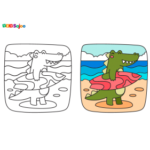 Coloriage crocodile plage à imprimer