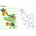 Coloriage crocodile skate à imprimer