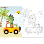 Coloriage dinosaure voiture à imprimer