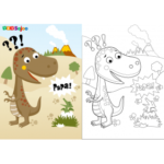 Coloriage dinosaure volcan à imprimer