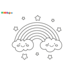 Coloriage enfant arc-en-ciel à imprimer