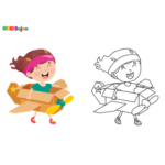 Coloriage enfant avion carton à imprimer