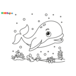 Coloriage enfant baleine à imprimer
