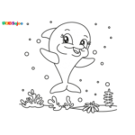 Coloriage enfant dauphin à imprimer