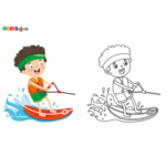 Coloriage enfant jet-ski à imprimer