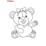 Coloriage enfant ourson coeur à imprimer