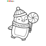Coloriage enfant pingouin sucette à imprimer