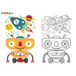 Coloriage enfant robot à imprimer