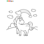 Coloriage licorne champ à imprimer