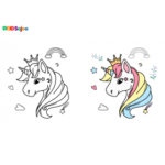 Coloriage licorne couronne à imprimer