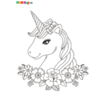 Coloriage licorne fleur à imprimer