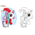 Coloriage licorne Noël à imprimer