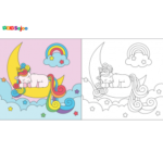 Coloriage licorne rêve enfant à imprimer