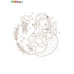 Coloriage mer sirène enfant à imprimer
