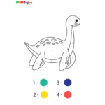 Coloriage nombre dinosaure mer à imprimer