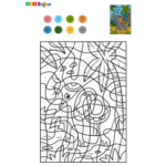 Coloriage nombre éléphant savane à imprimer