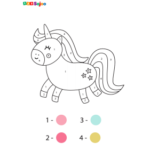 Coloriage nombre licorne à imprimer