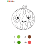 Coloriage nombre pastèque à imprimer