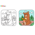 Coloriage ours miel à imprimer