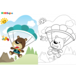 Coloriage ours parachute à imprimer