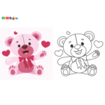 Coloriage ourson coeur à imprimer