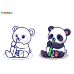 Coloriage panda bambou à imprimer