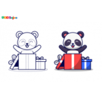 Coloriage panda cadeau à imprimer