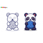 Coloriage panda pelote à imprimer