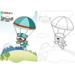 Coloriage parachute koala à imprimer