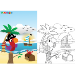 Coloriage perroquet pirate à imprimer