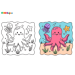 Coloriage pieuvre enfant à imprimer