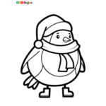Coloriage pingouin Noël enfant à imprimer