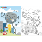 Coloriage robot ville enfant à imprimer