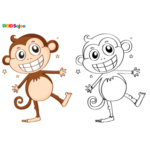 Coloriage singe enfant à imprimer