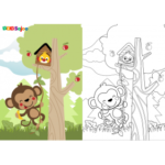 Coloriage singe forêt à imprimer