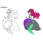 Coloriage sirène enfant fille à imprimer