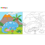 Coloriage volcan enfant à imprimer