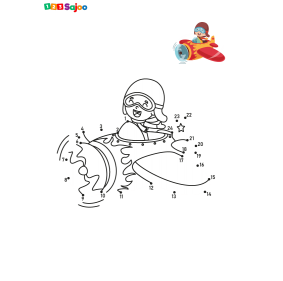 Jeu de points à relier aviateur