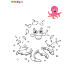 Jeu de points à relier pieuvre