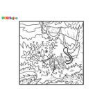 Jeu de points à relier singe forêt