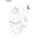 Jeu de points à relier sirene licorne