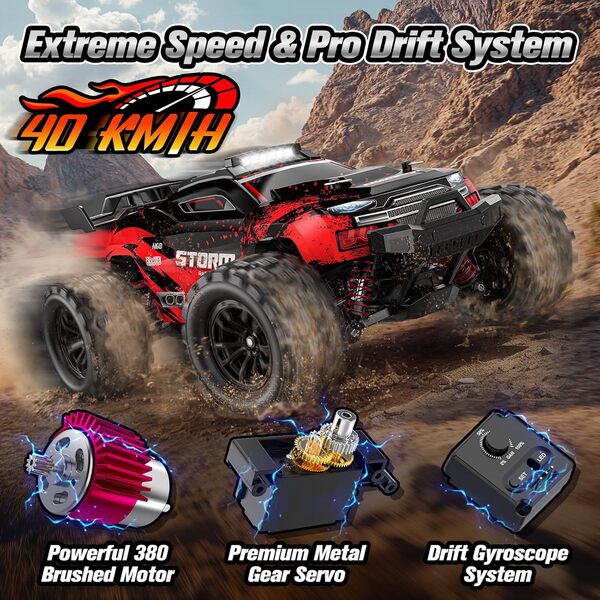 Voitures télécommandées 1:18, 2,4 GHz haute vitesse 40 km/h, voiture télécommandée avec roue de dérive, 2,4 GHz 4WD RC Drift voiture avec gyroscope pour adultes garçons de 8 à 12 ans