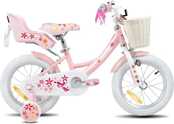 JOYSTAR Vélo Licorne 12/14/16/18 Pouces pour Filles 2-9 Ans, vélo Enfant avec siège vélo poupée et Roues stabilisatrices& Panier