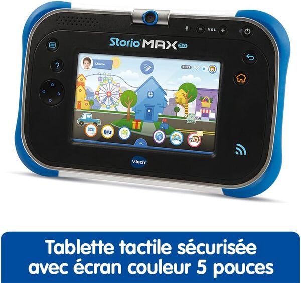 VTech - Storio Max 2.0 Bleue, Tablette Enfants Tactile, Éducative et Sécurisée avec Écran Couleur 5 Pouces, WiFi, Android, Appareil Photo, Cadeau Enfant de 3 Ans à 11 Ans - Contenu en Français