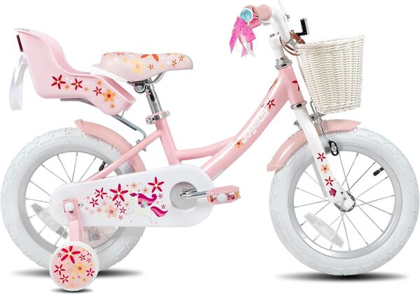 JOYSTAR Vélo Licorne 12/14/16/18 Pouces pour Filles 2-9 Ans, vélo Enfant avec siège vélo poupée et Roues stabilisatrices& Panier