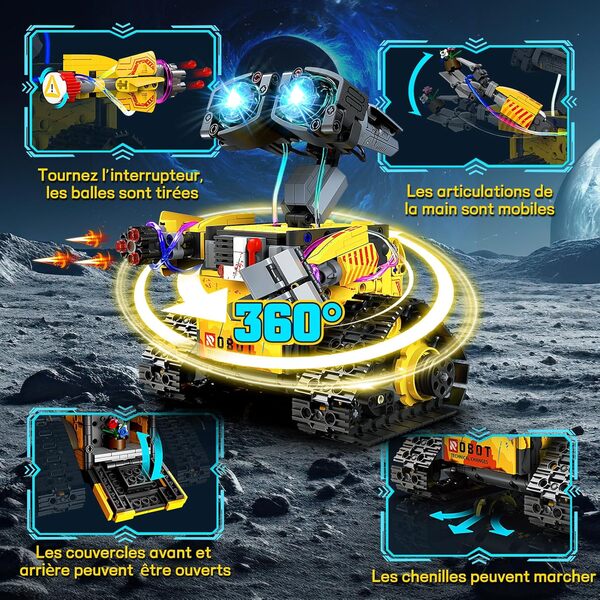 Technic Robot pour Enfants, 5-en-1 Technic Robot Programmable avec Application et Télécommande, Roboticset Télécommandé Idées Cadeaux pour Garçons de 6 à 12 Ans (Jaune)
