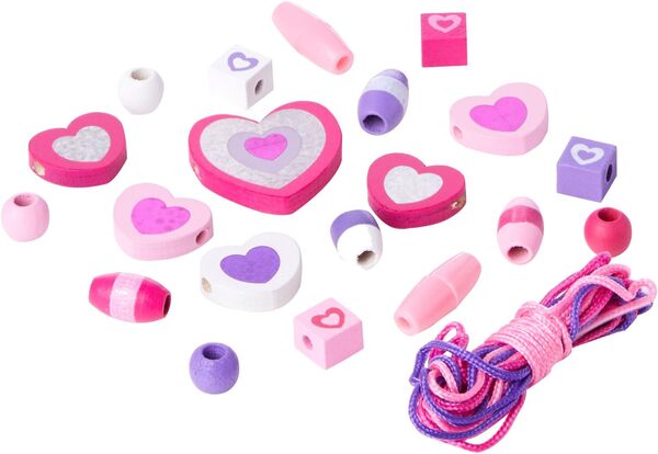 Melissa & Doug Perles en bois, Kit fabrication de bijoux, colliers, bracelet, Loisirs creatifs pour enfants, Bracelets d'amitié pour filles et garçons, Cadeaux pour enfants de 4, 5, 6 ans